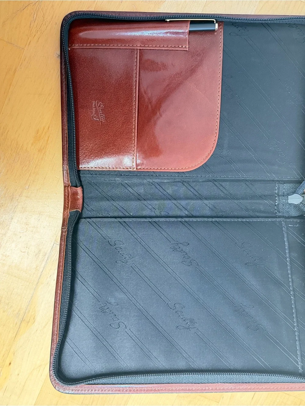 Leather Document Folio with Pen Pocket - Brown